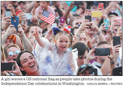 Trump hails US might in July 4 speech