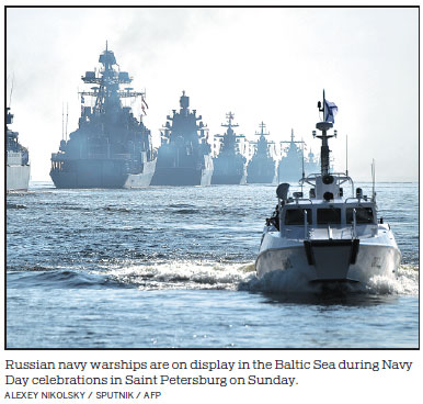 Russia parades warships, aircraft to mark Navy Day