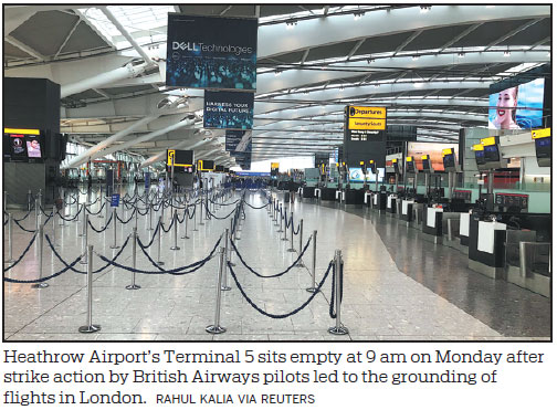 Strike causes British Airways to cancel most flights