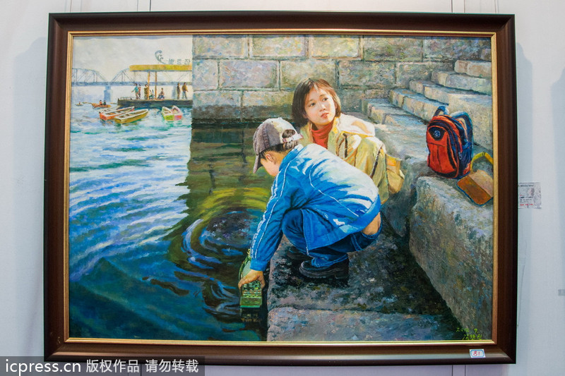 Paintings depict life in the DPRK