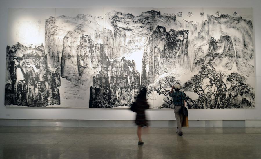 Paintings and calligraphy display spectacular landscapes
