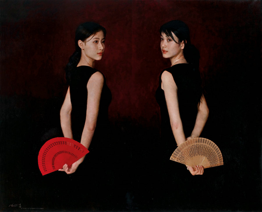 Chen Yanning's Oriental dream: beauty with fans