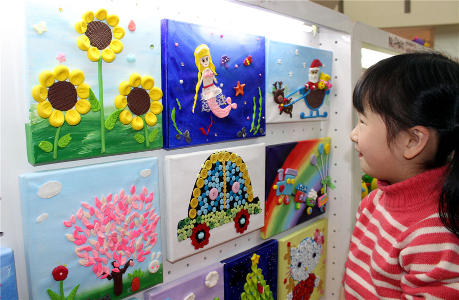 Creative dough paintings from children exhibited in Suzhou