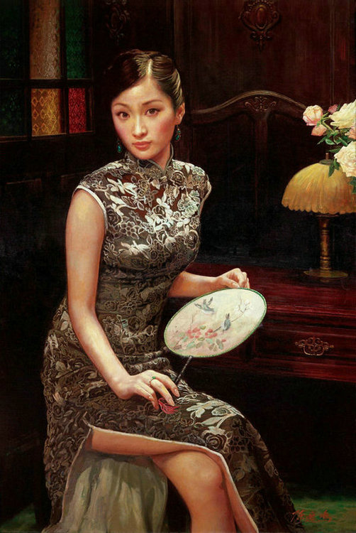 <EM>Qipao</EM> beauty in Chinese oil paintings