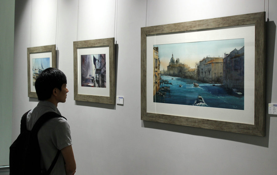 Artists from Asia display watercolors in Suzhou