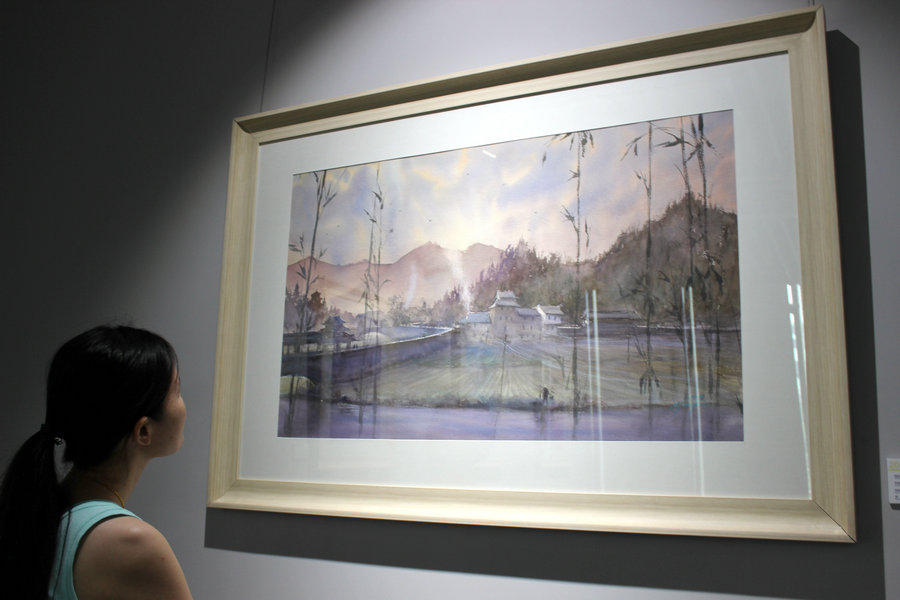 Artists from Asia display watercolors in Suzhou