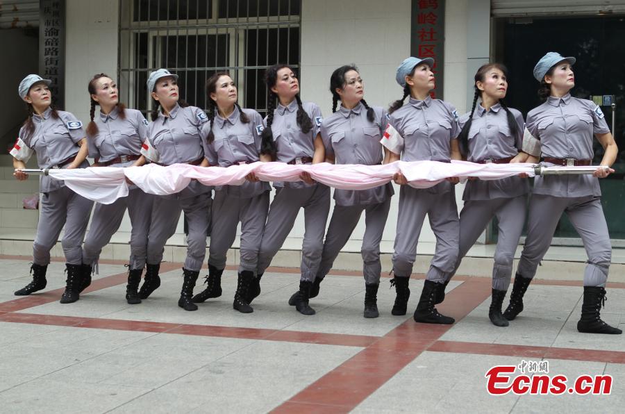 Chongqing damas dance for war anniversary