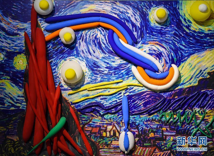Replicas of classical oil paintings made of balloons