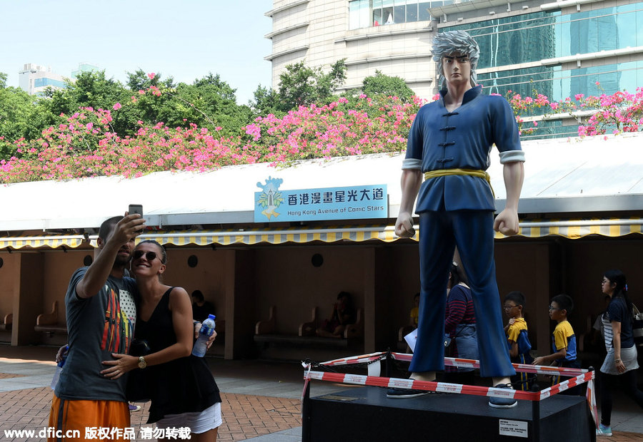 Statues of comic characters at the HK Avenue of Comic Stars