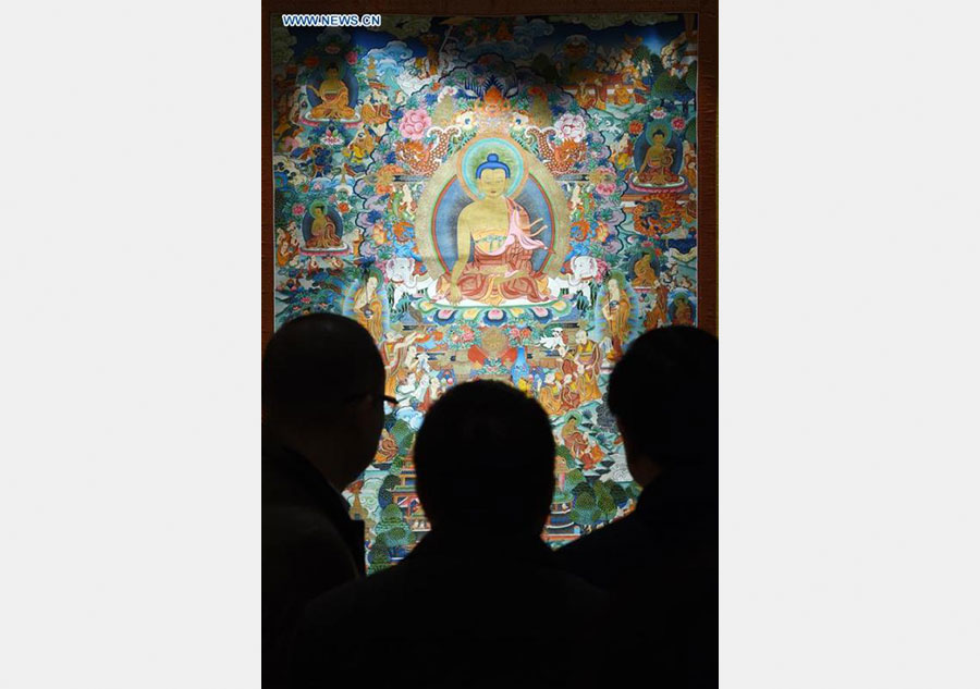Exhibition of Tibetan Thangka painting attracts visitors in Lanzhou