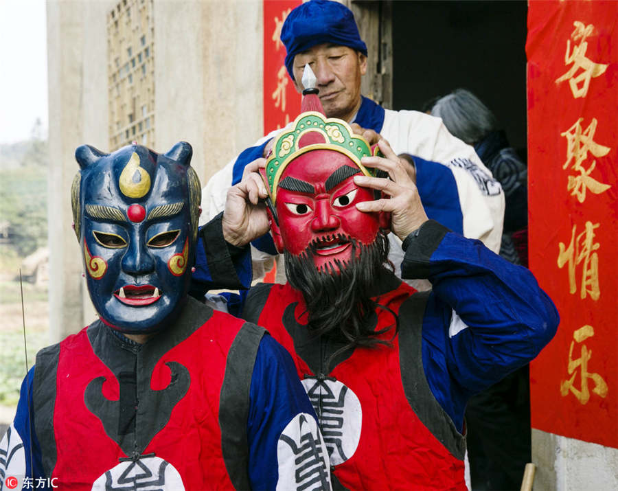 Nuo dance performed to embrace Chinese New Year