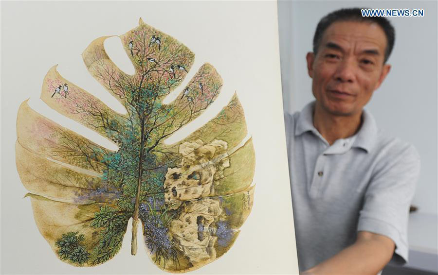 Local artist shows leaf painting artworks