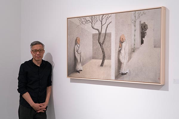 Looking at himself from the outside leads artist to paint Chinese monks