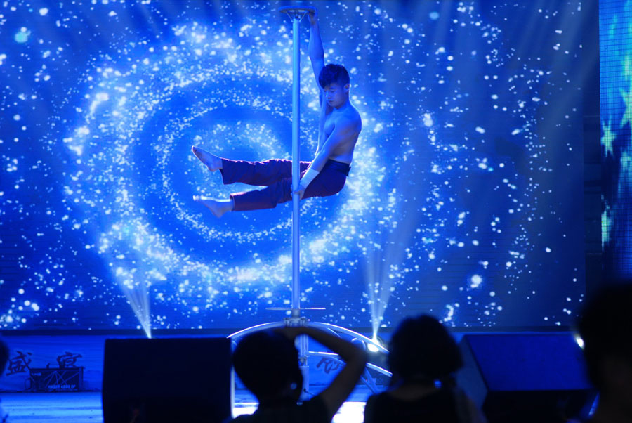 Pole dance at Qingdao Beer Festival