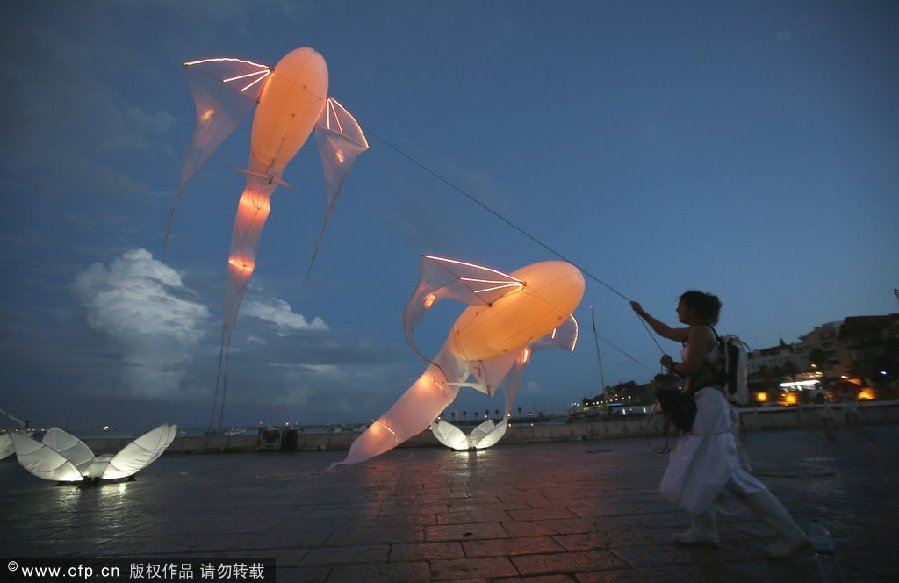 Portuguese town lit up by artists