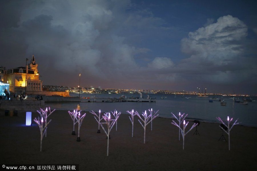 Portuguese town lit up by artists