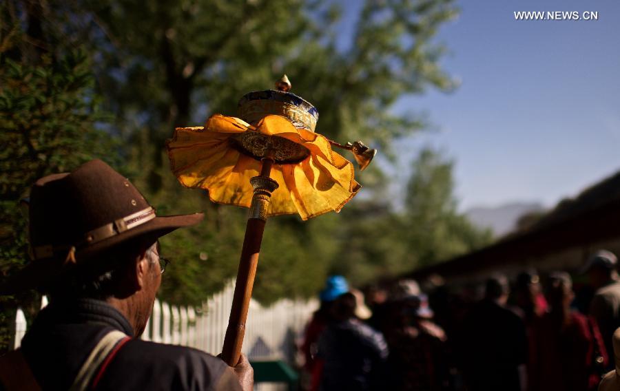 Tibetan buddhists pilgrimage in Lhasa during Saka Dawa Festival