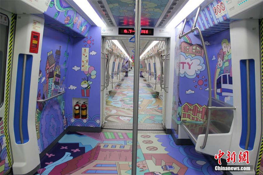 Train filled with cartoon art inspired by Maritime Silk Road