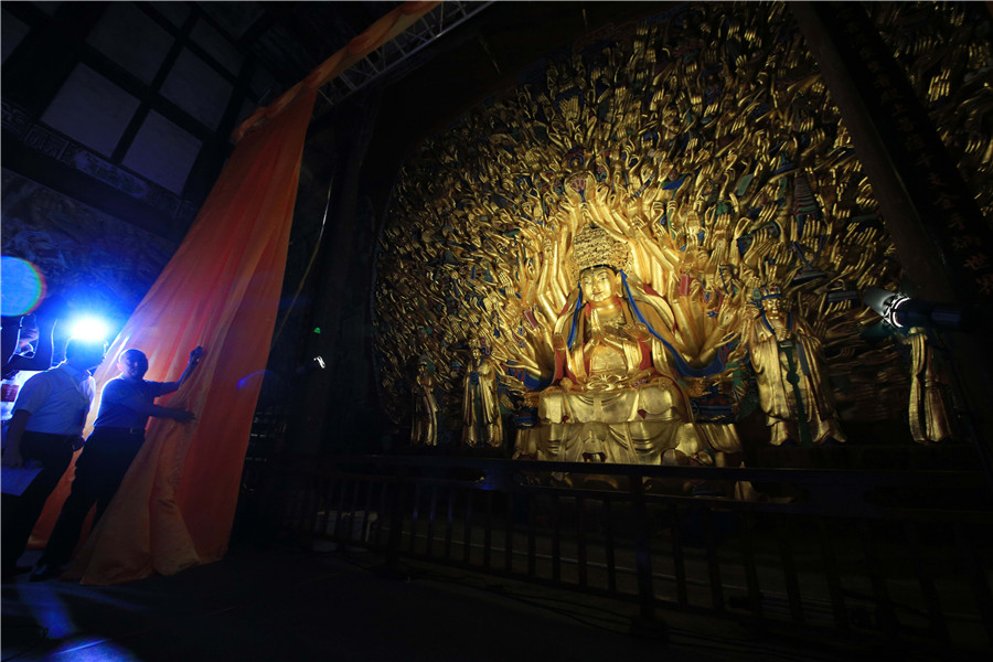 Restored statue of Qianshou Guanyin reopens to public