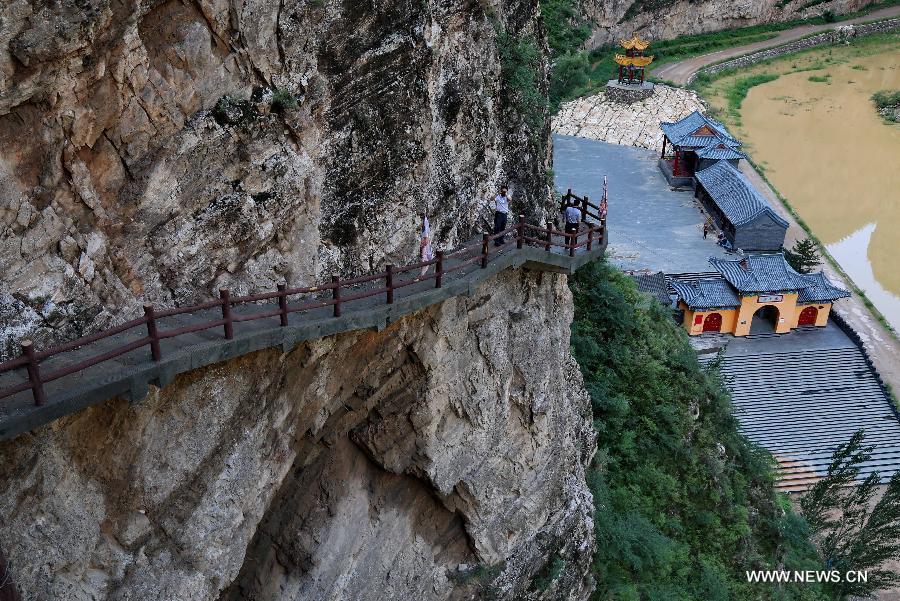 Ancient Taoist temples on cliff in China's Hebei