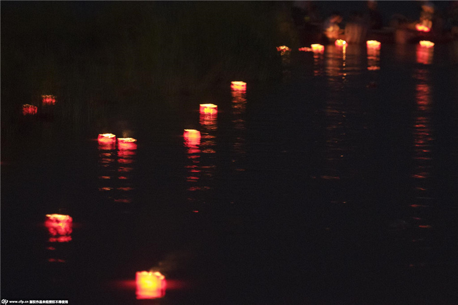 River Lantern Festival celebrated in an ancient village in Shaanxi