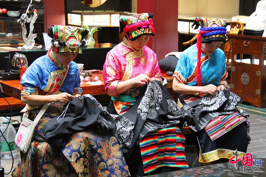 Embroidering of Qiang ethnic group in NW China