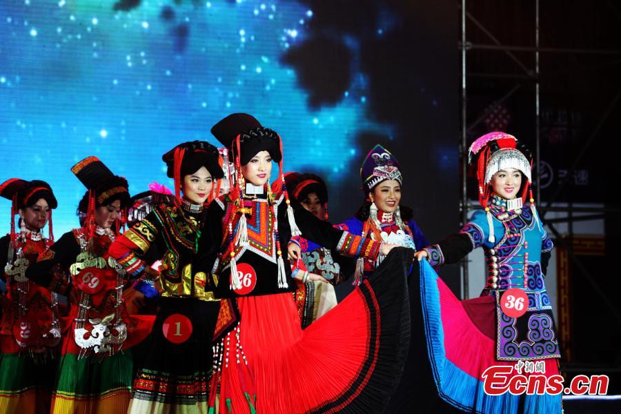 Beauty contest held during Yi people's Torch Festival