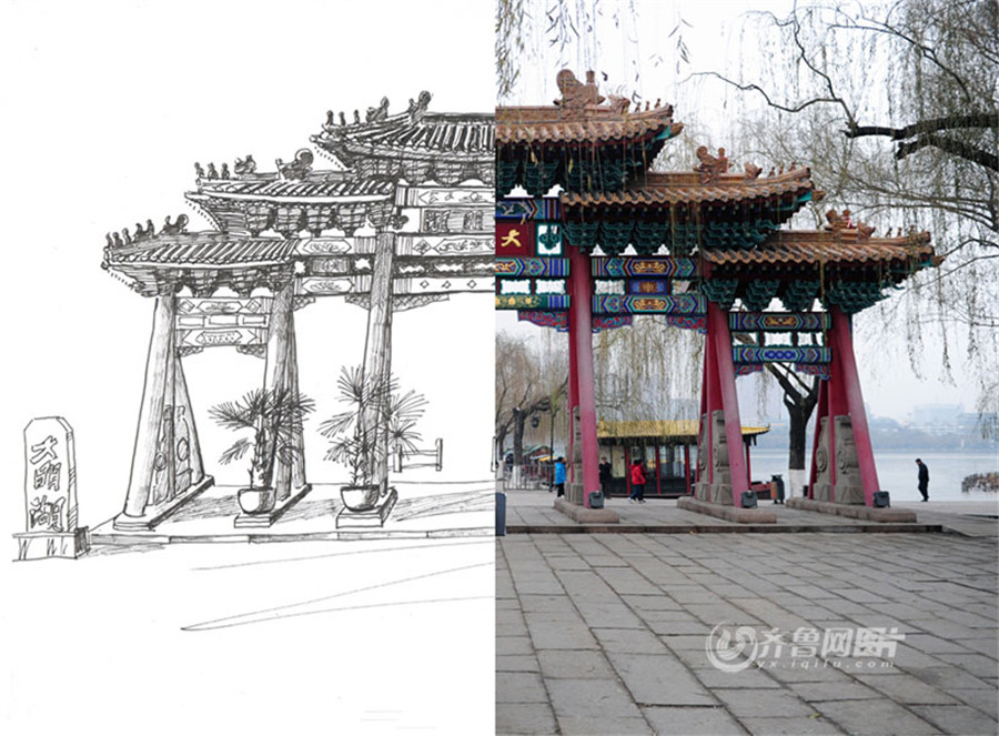 Female teacher's pen drawings reproduce old Jinan