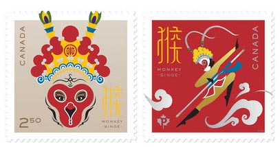 Canada Post to issue stamps to mark Chinese Year of Monkey