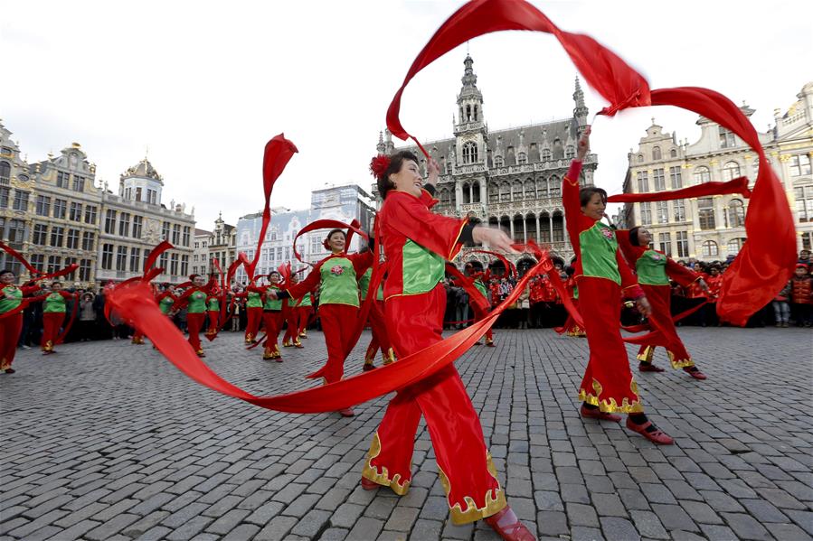 Performers take part in Chinese New Year Parade in Brussels