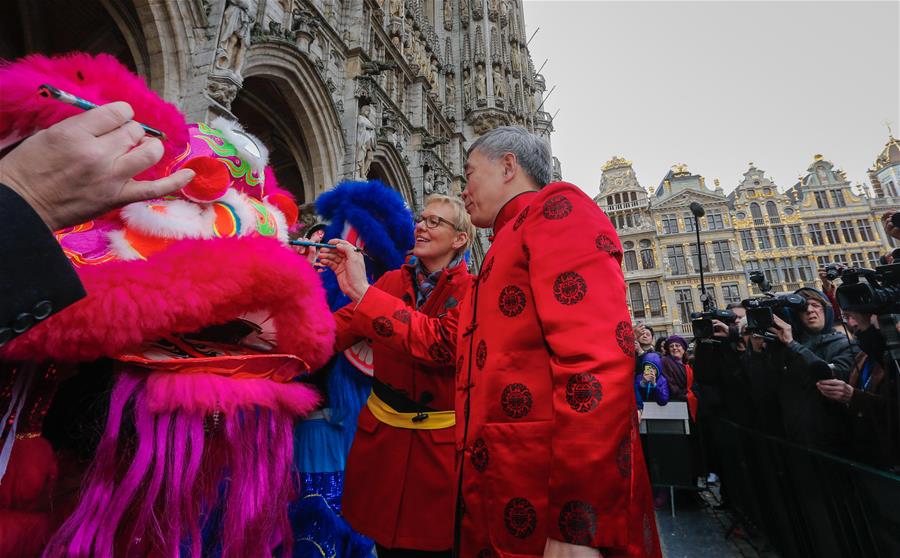 Performers take part in Chinese New Year Parade in Brussels