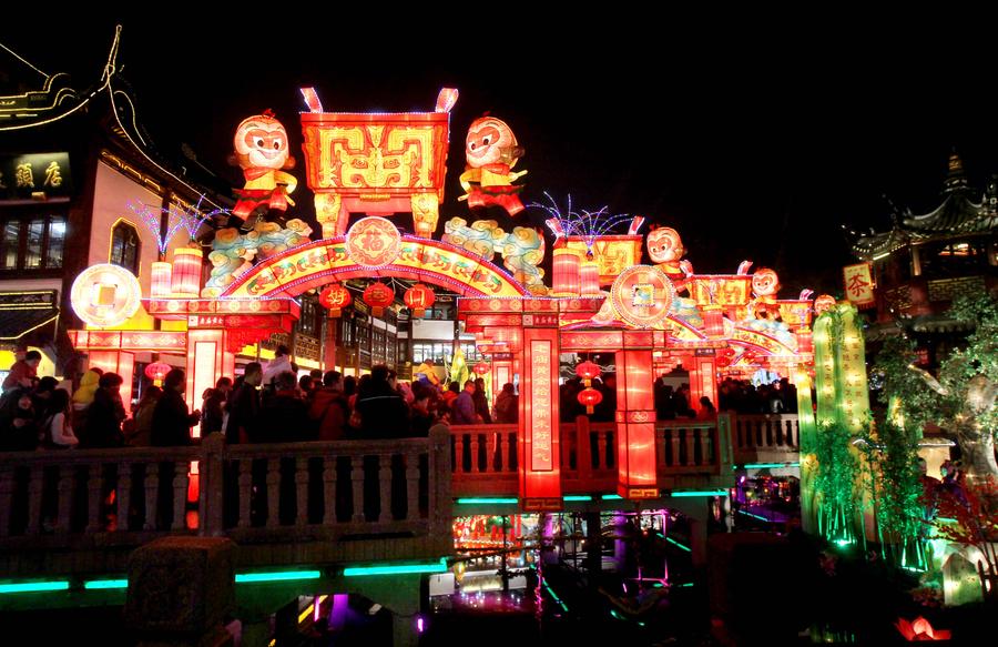 People view lanterns at Yuyuan Garden in Shanghai