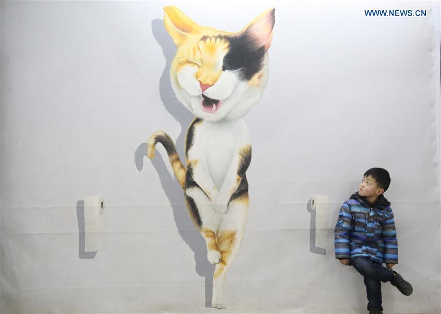 3D painting exhibition attracts tourists in C China