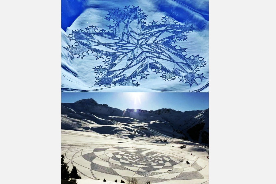 Gorgeous masterpiece created by walking in snow
