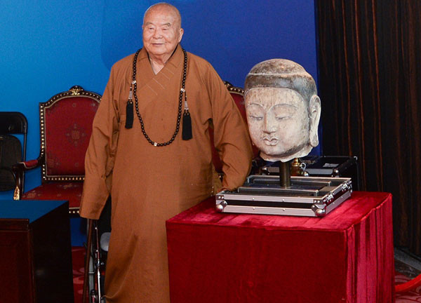 Returned Buddha Head displayed at National Museum of China