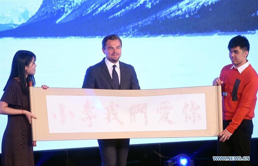 Leonardo DiCaprio promotes movie 'The Revenant' in Beijing