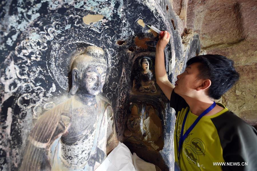 Cultural relic repair of Maiji Mountain Grottoes continues