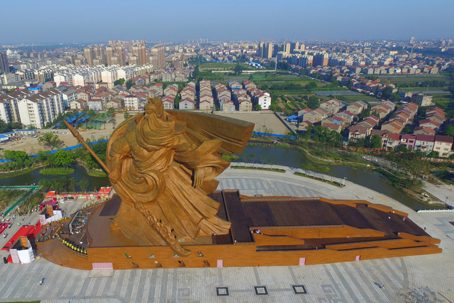 Giant Chinese general Guan Yu statue stands in Jingzhou