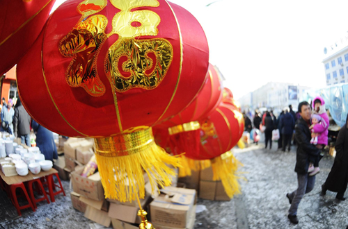 吉林永吉灾区年货市场红火