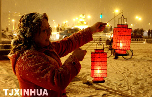 天津：欢庆元宵节 瑞雪兆丰年