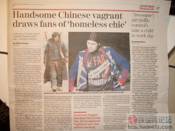 “犀利哥”登上英国主流报纸 被称“夏普哥”
