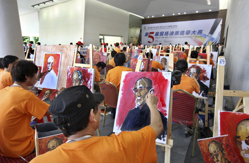 深圳“油画村”举办油画临摹大赛