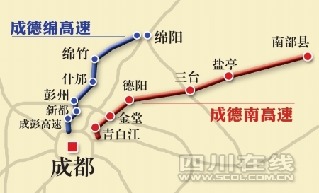 2012年成德南、成德绵高速通车