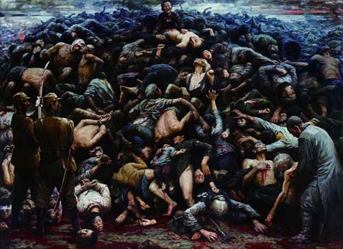 著名画家李自健捐赠油画代表作《南京大屠杀》
