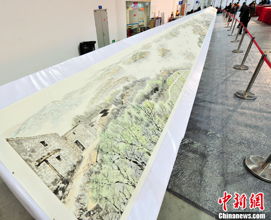 福建版清明上河图《平潭百米山水长卷》展出
