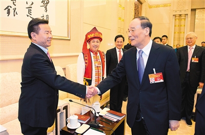 王岐山听代表发言时插话：少说成绩 多谈问题