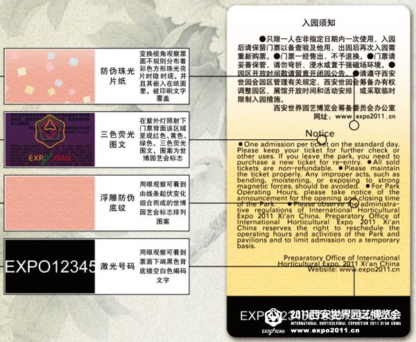世园会门票防伪知识普及