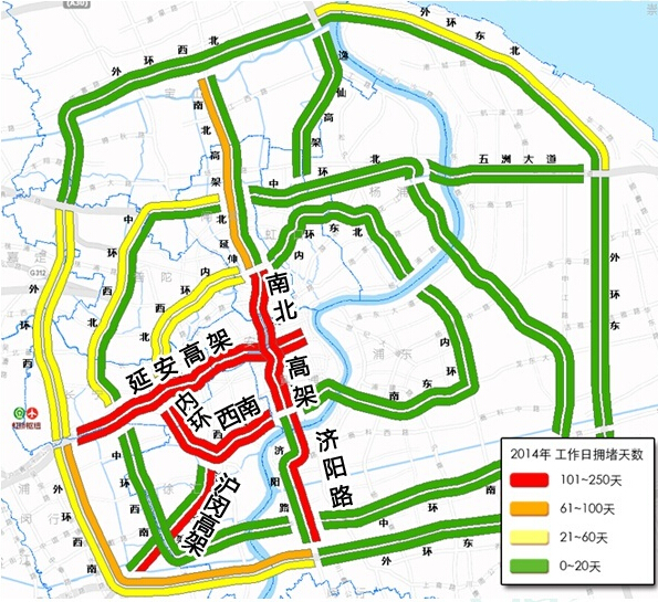 沪发布2014交通运行年报：上海今年更加堵