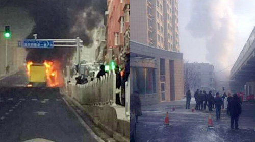 乌鲁木齐一辆104路公交车自燃 未造成人员伤亡