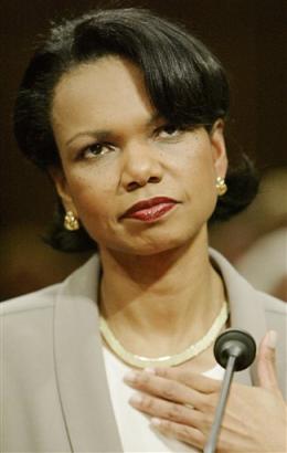 US National Security Adviser Condoleezza Rice testifies in Washington before the independent commission investigating the Sept. 11 attacks in this April 8, 2004 file photo. [AP/file]